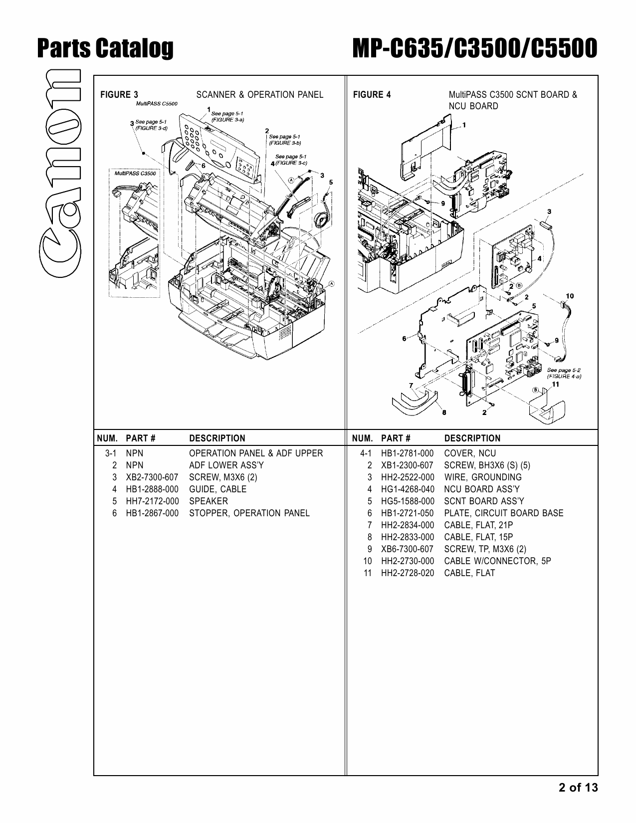 Canon MultiPASS MP-C635 C3500 C5500 Parts Catalog Manual-2